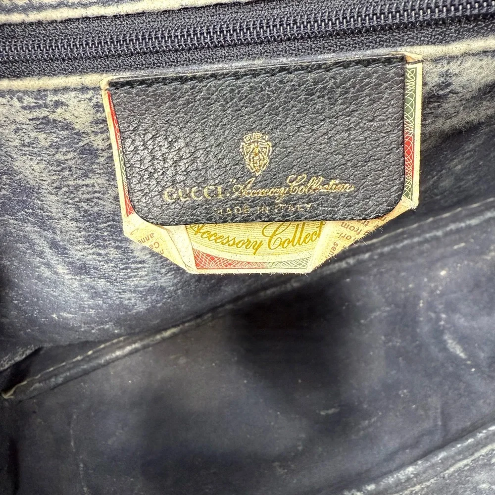 Authentic Gucci GG Supreme coated canvas  Boston Bag Satchel navy grey canvas